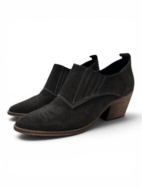 Anthropologie Sixtyseven Gray Suede Cowgirl Ankle Bootie 6